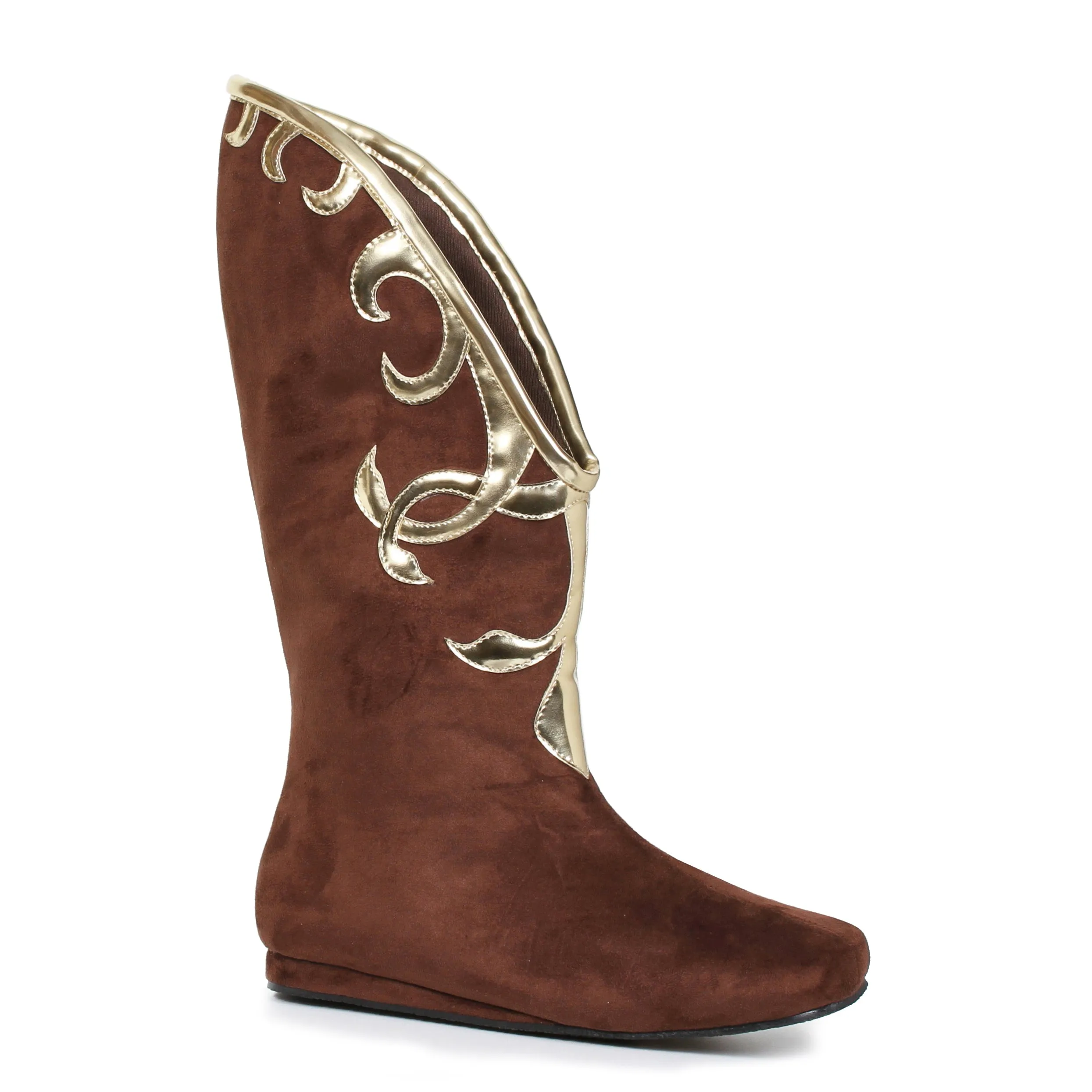 103-ALBA Flat Microfiber Boot with Gold Trim