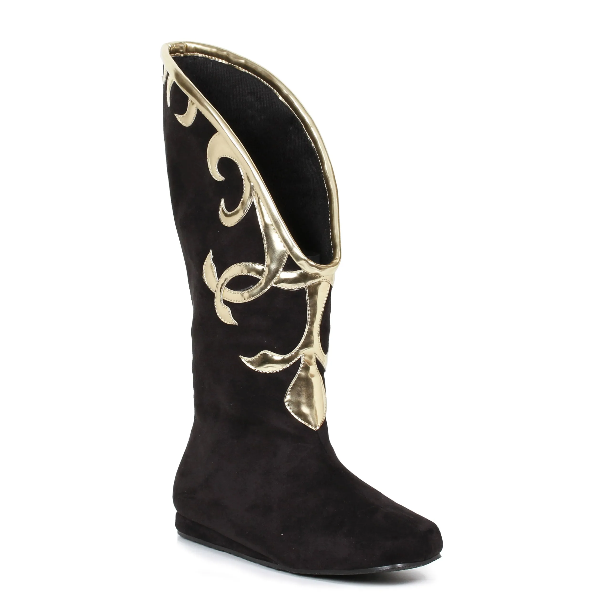 103-ALBA Flat Microfiber Boot with Gold Trim