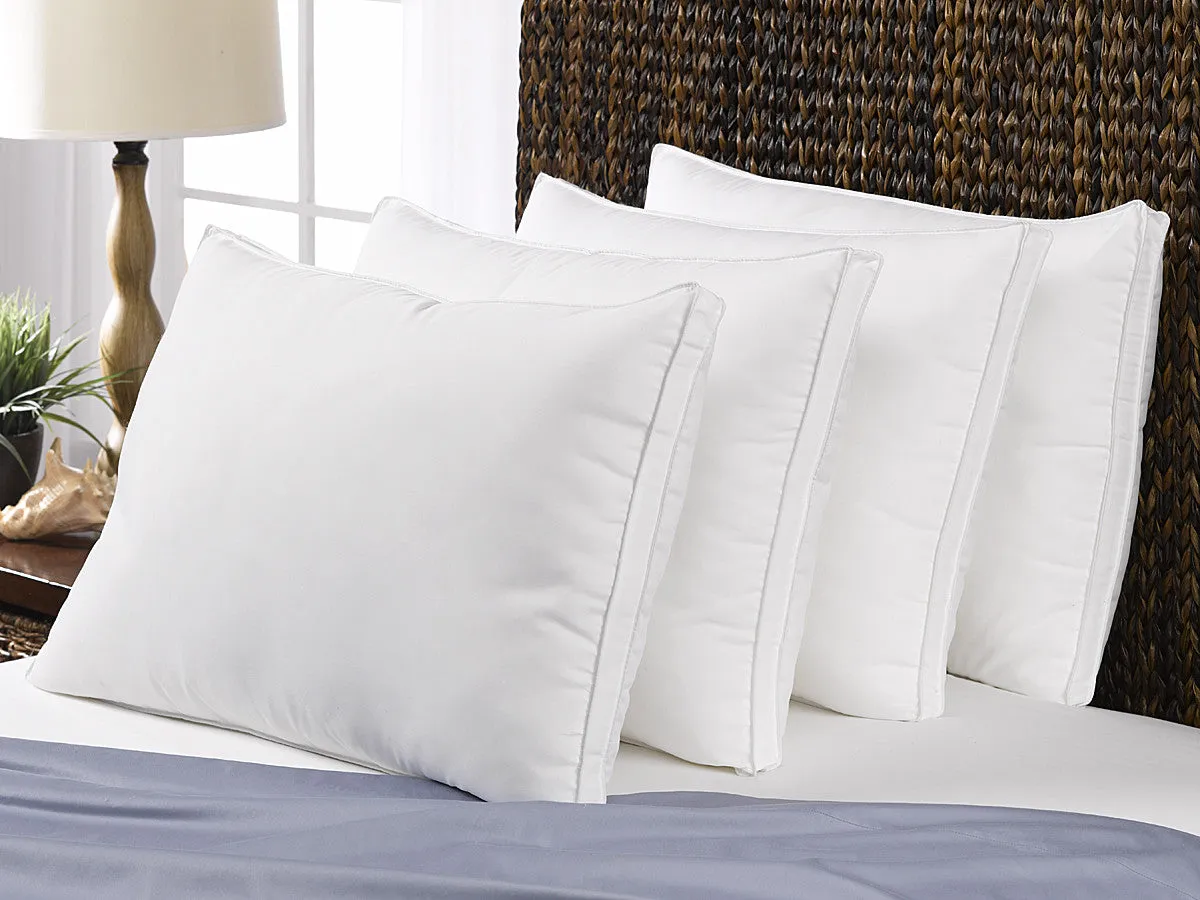 4 Pack Le' Nautique Collection Gusseted Microfiber Gel Pillow / Standard Size