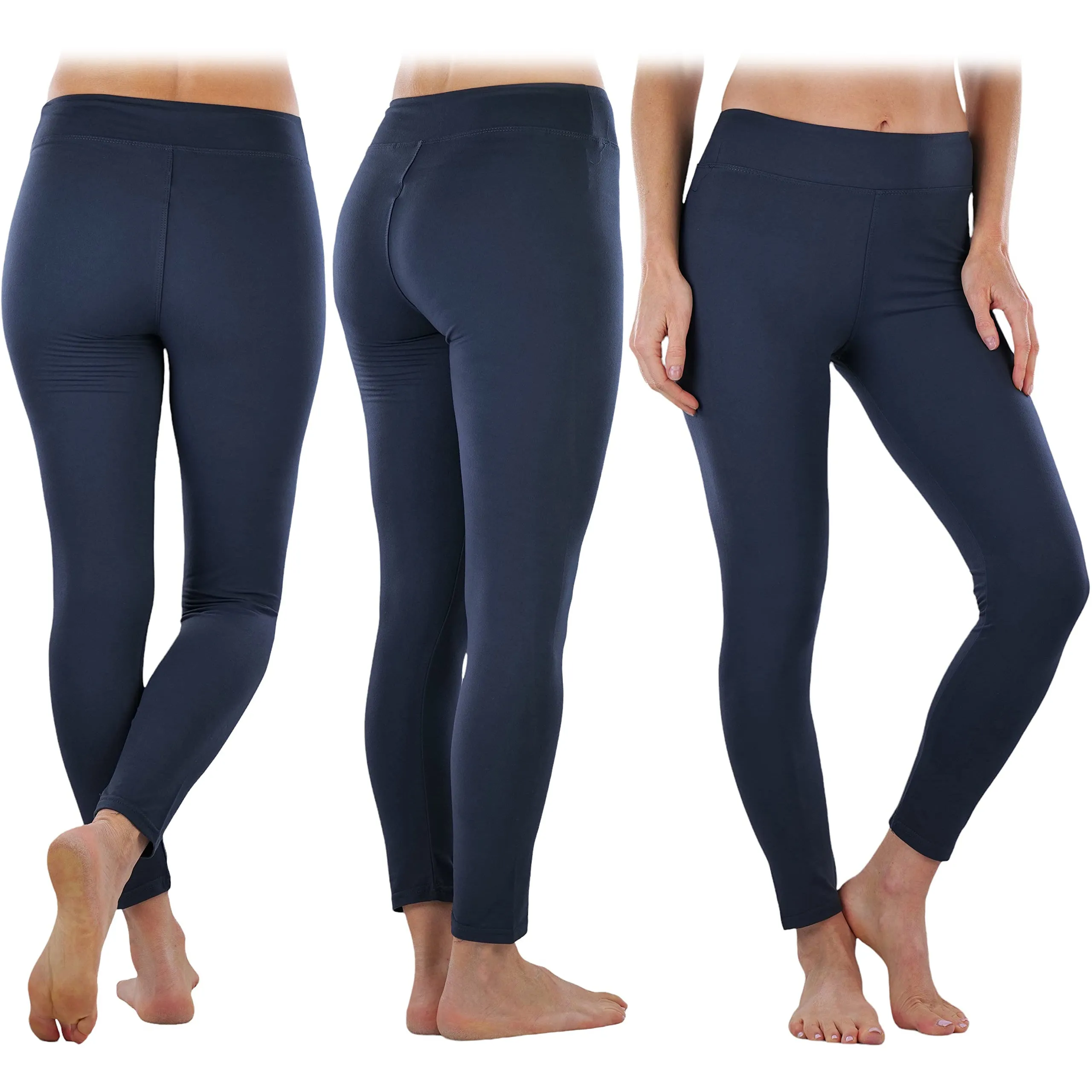 4-Pack: ToBeInStyle Women's Full Length High Waisted Stretchy Microfiber Leggings
