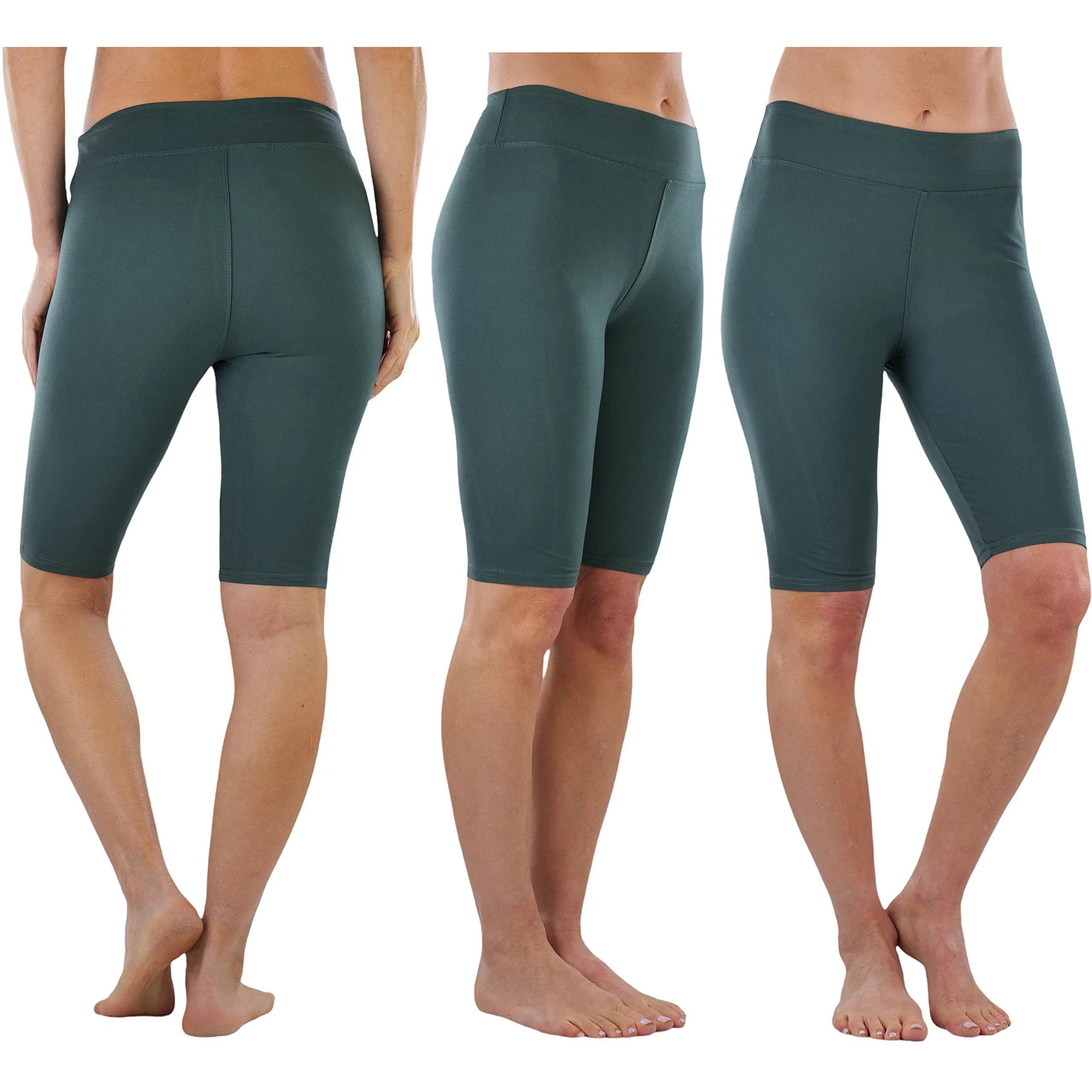 4-Pack: ToBeInStyle Women's Knee Length High Waisted Stretchy Microfiber Leggings