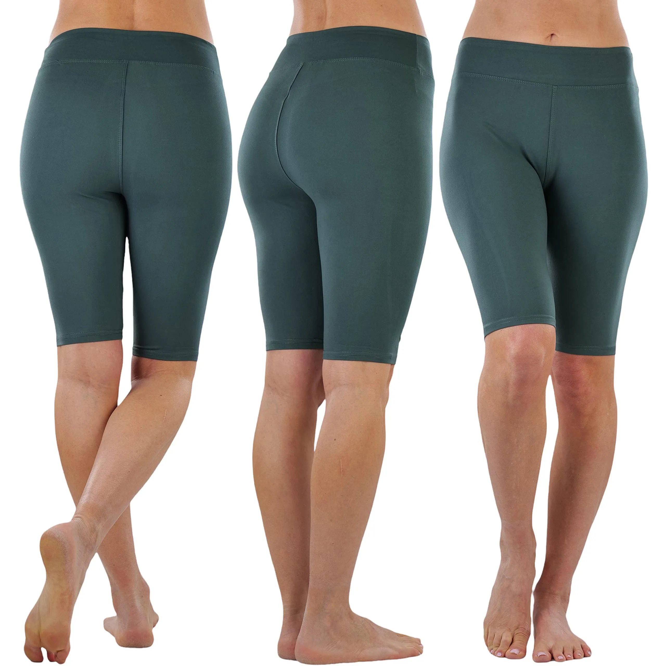 4-Pack: ToBeInStyle Women's Knee Length High Waisted Stretchy Microfiber Leggings