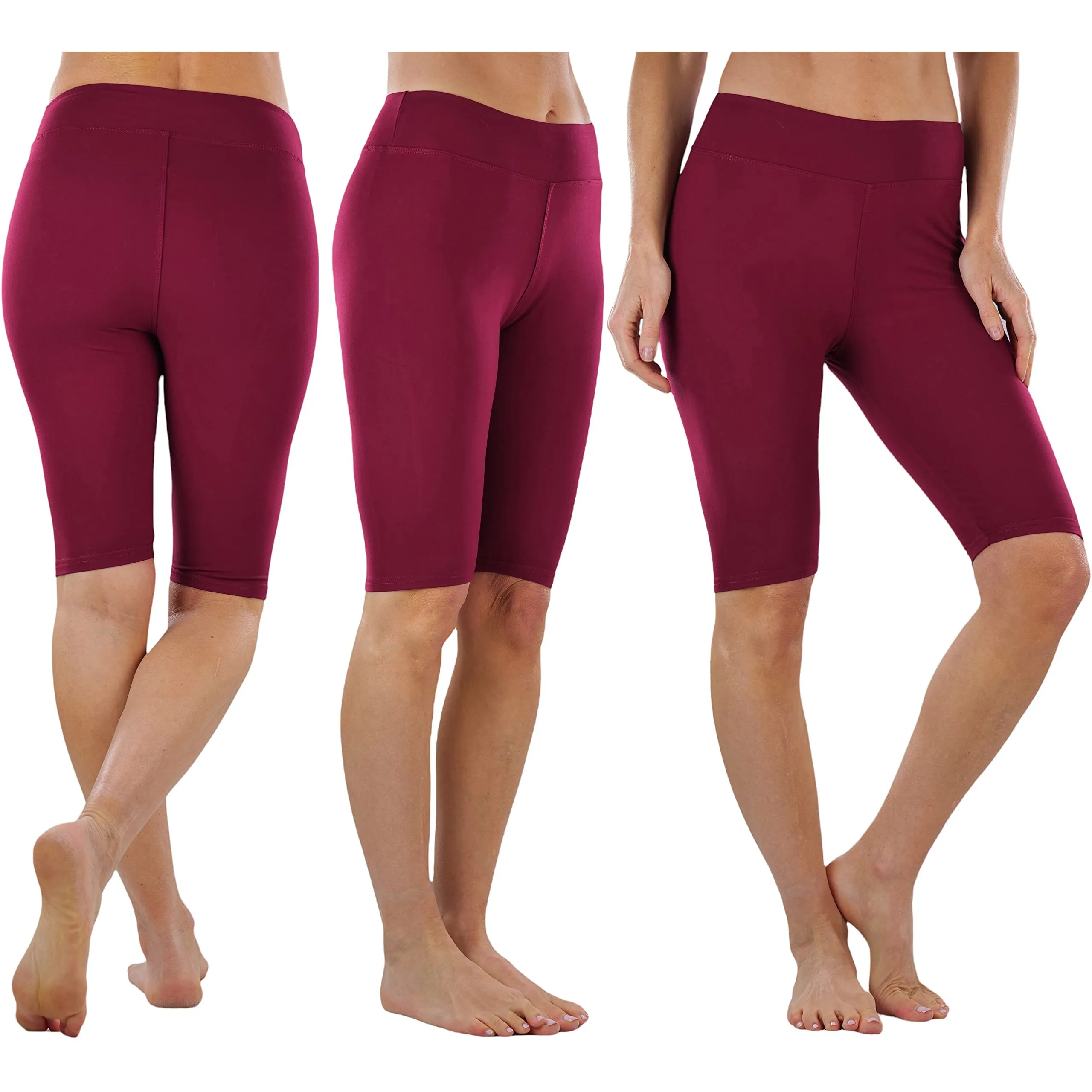 4-Pack: ToBeInStyle Women's Knee Length High Waisted Stretchy Microfiber Leggings