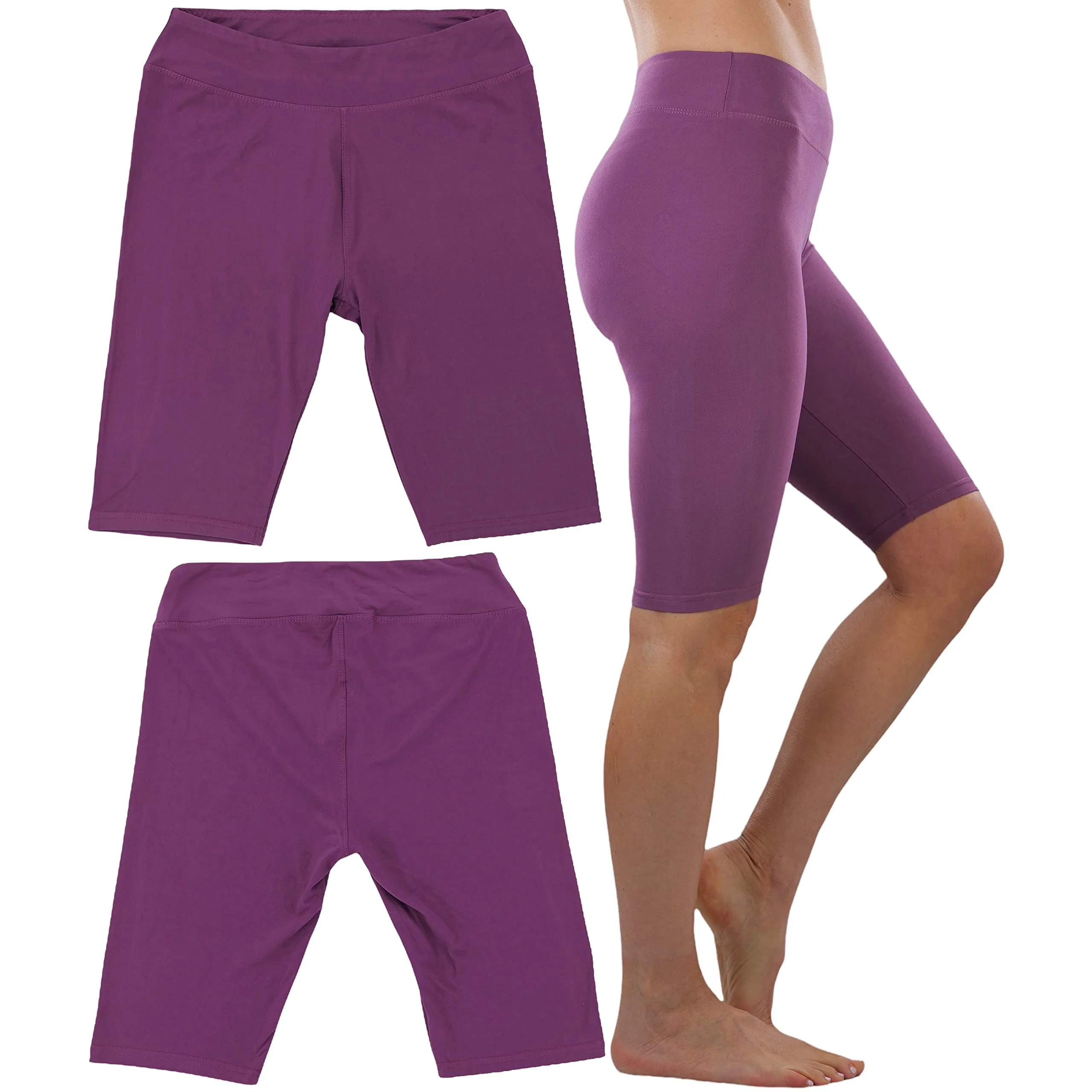 4-Pack: ToBeInStyle Women's Knee Length High Waisted Stretchy Microfiber Leggings