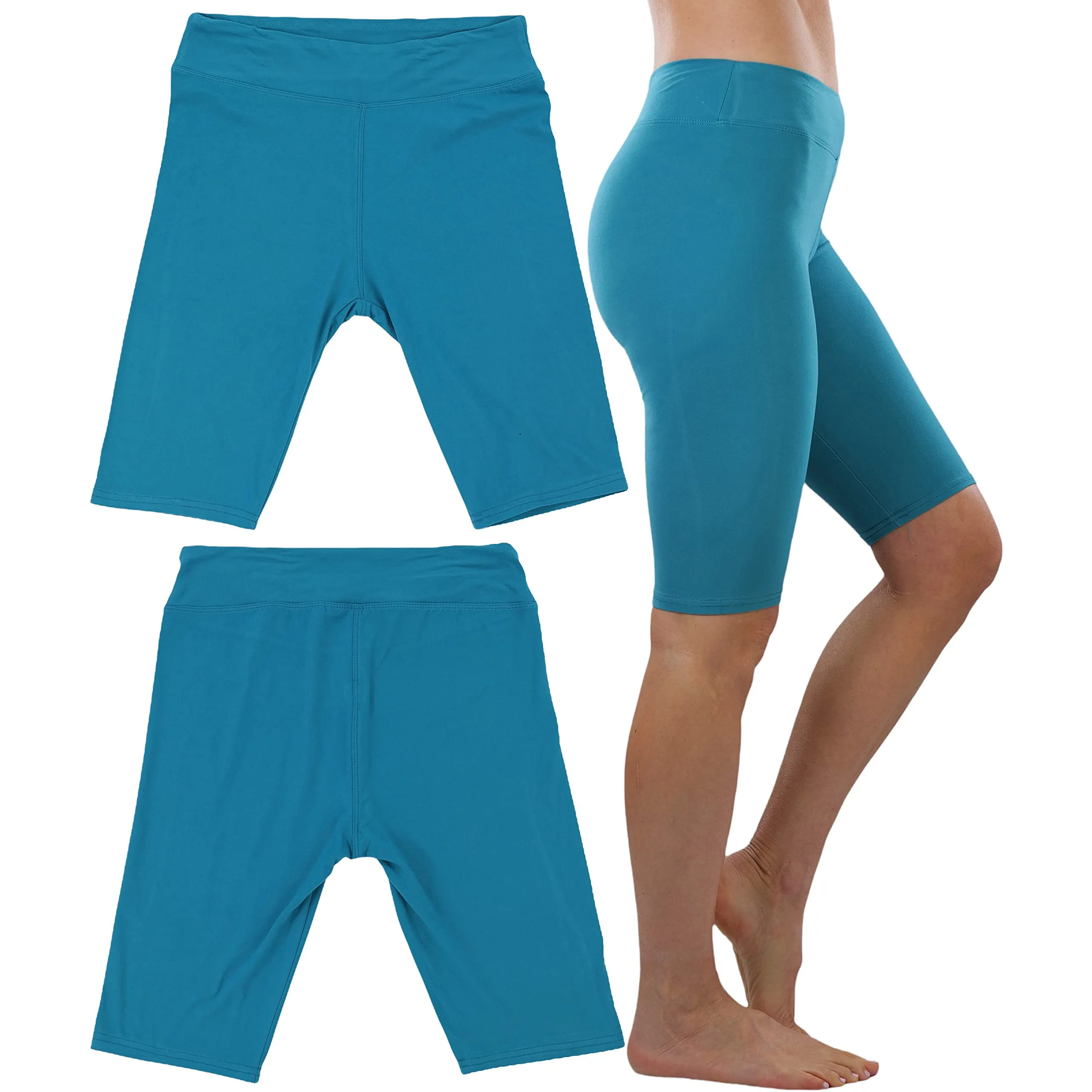 4-Pack: ToBeInStyle Women's Knee Length High Waisted Stretchy Microfiber Leggings