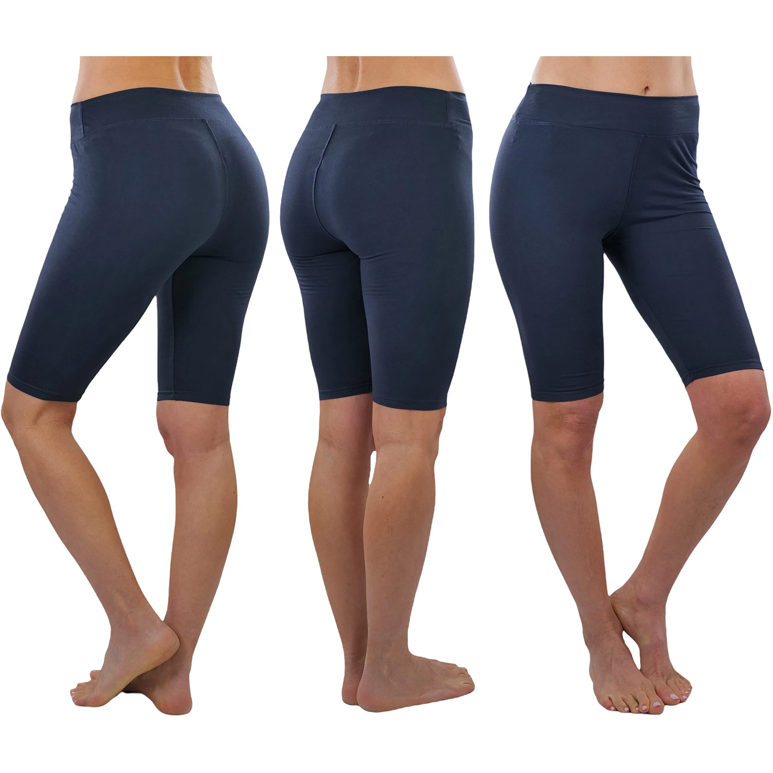 4-Pack: ToBeInStyle Women's Knee Length High Waisted Stretchy Microfiber Leggings