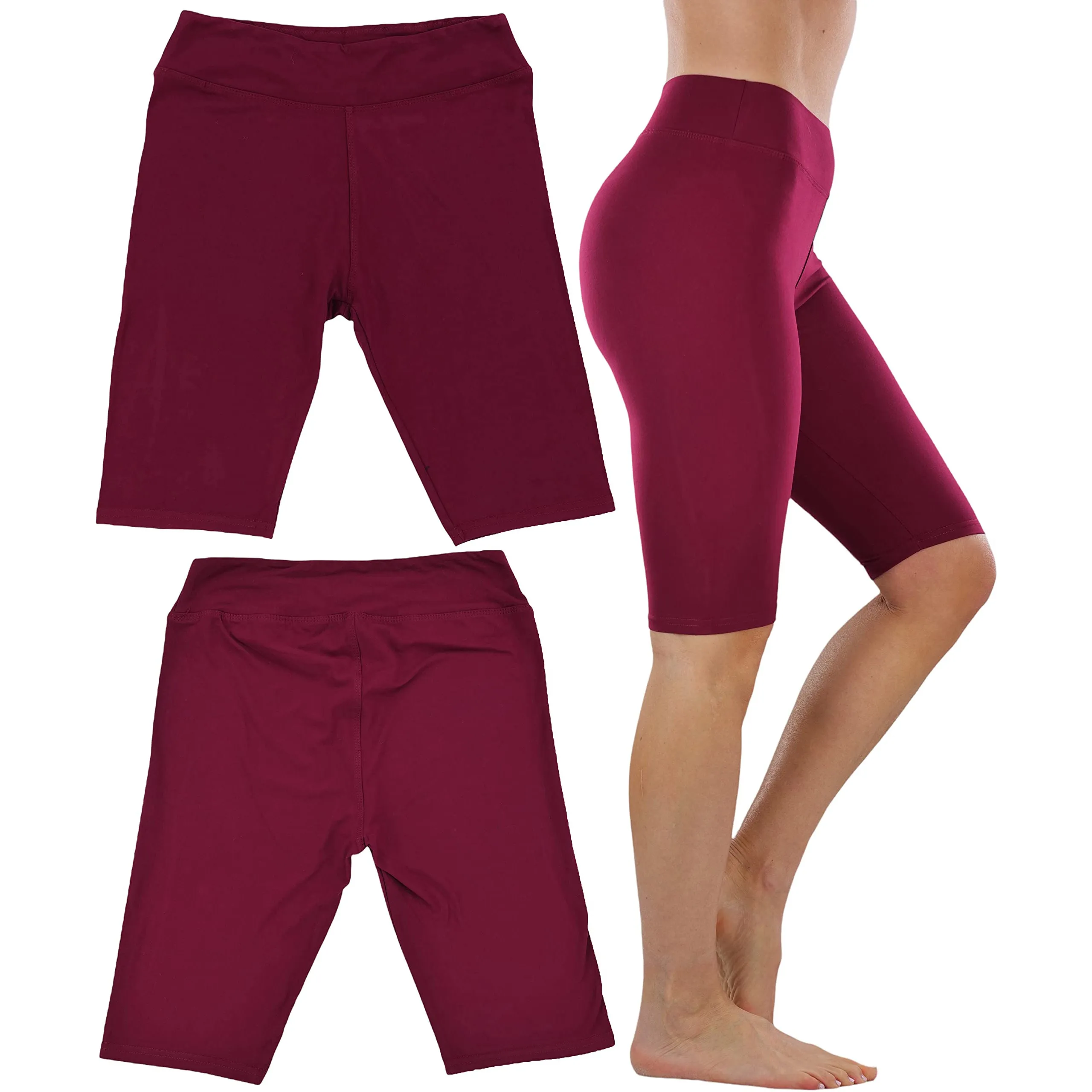 4-Pack: ToBeInStyle Women's Knee Length High Waisted Stretchy Microfiber Leggings