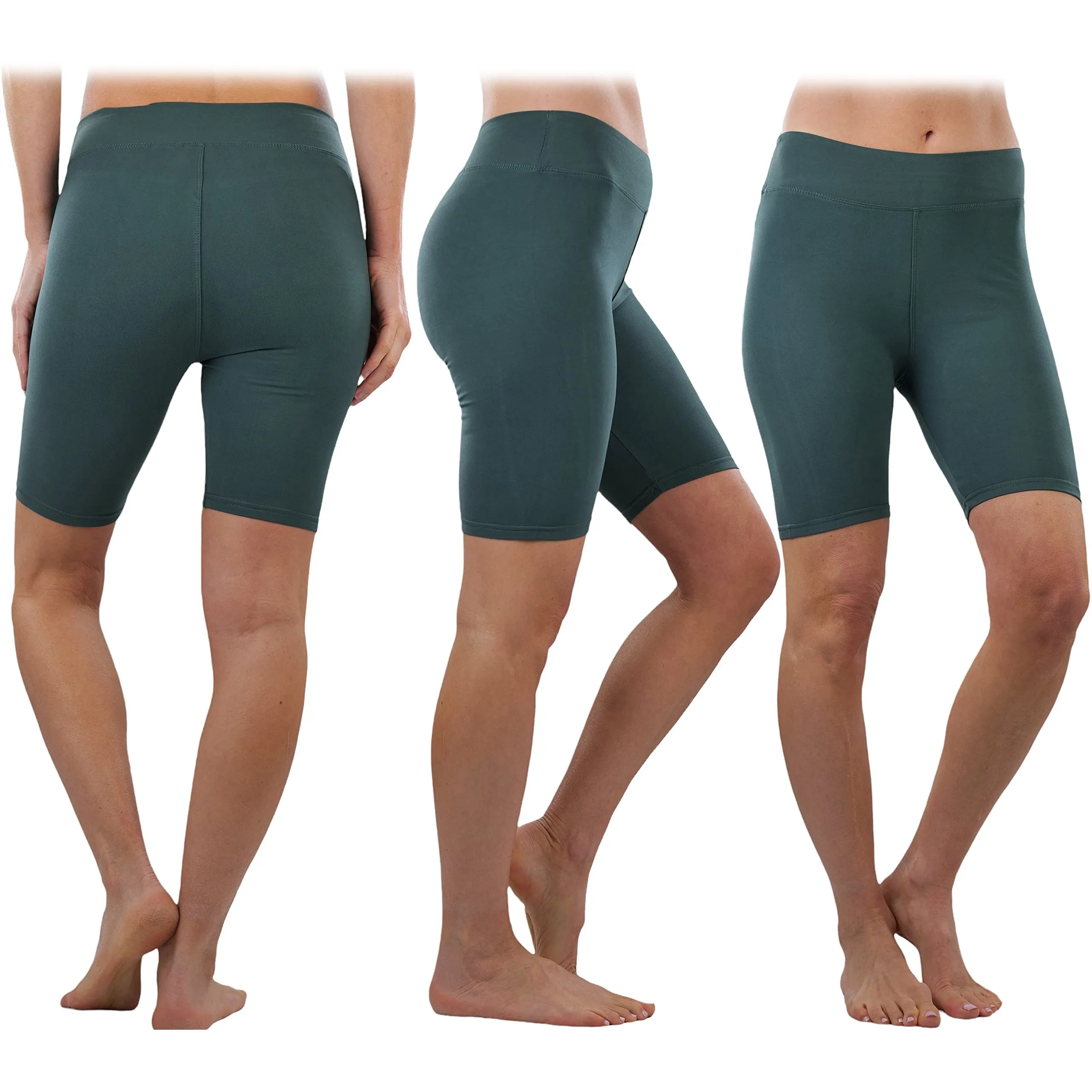 4-Pack: ToBeInStyle Women's Mid Thigh Length High Waisted Stretchy Microfiber Leggings