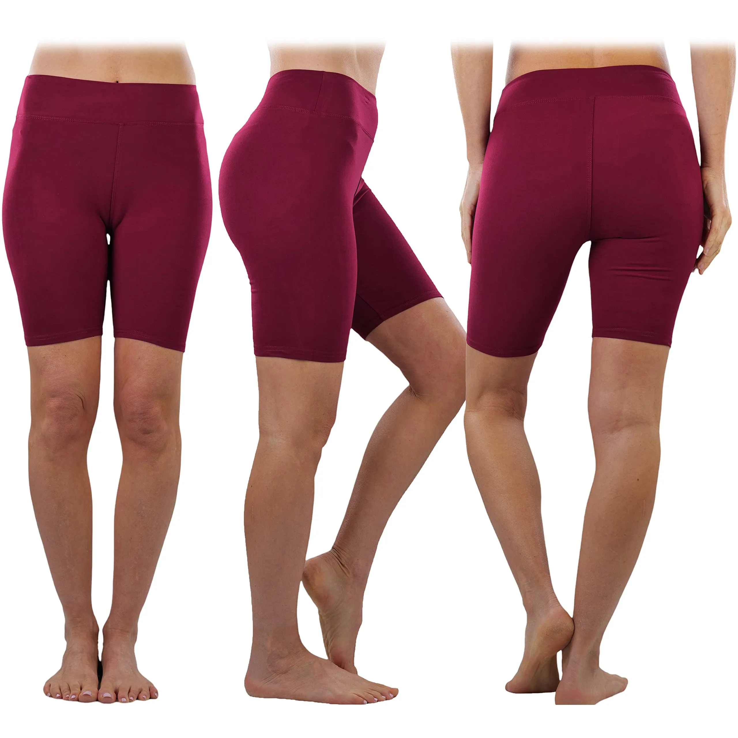 4-Pack: ToBeInStyle Women's Mid Thigh Length High Waisted Stretchy Microfiber Leggings