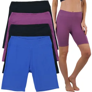 4-Pack: ToBeInStyle Women's Mid Thigh Length High Waisted Stretchy Microfiber Leggings