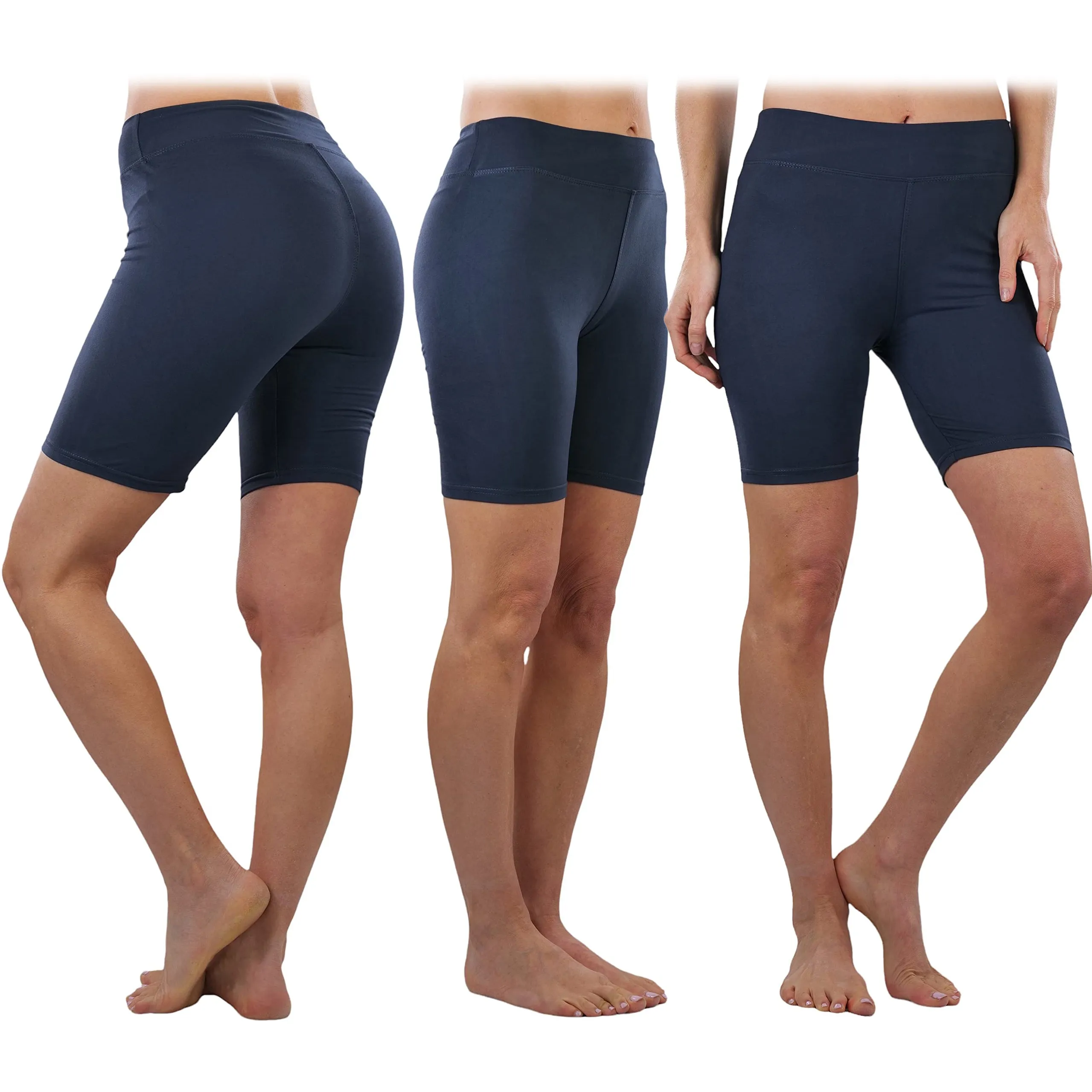 4-Pack: ToBeInStyle Women's Mid Thigh Length High Waisted Stretchy Microfiber Leggings