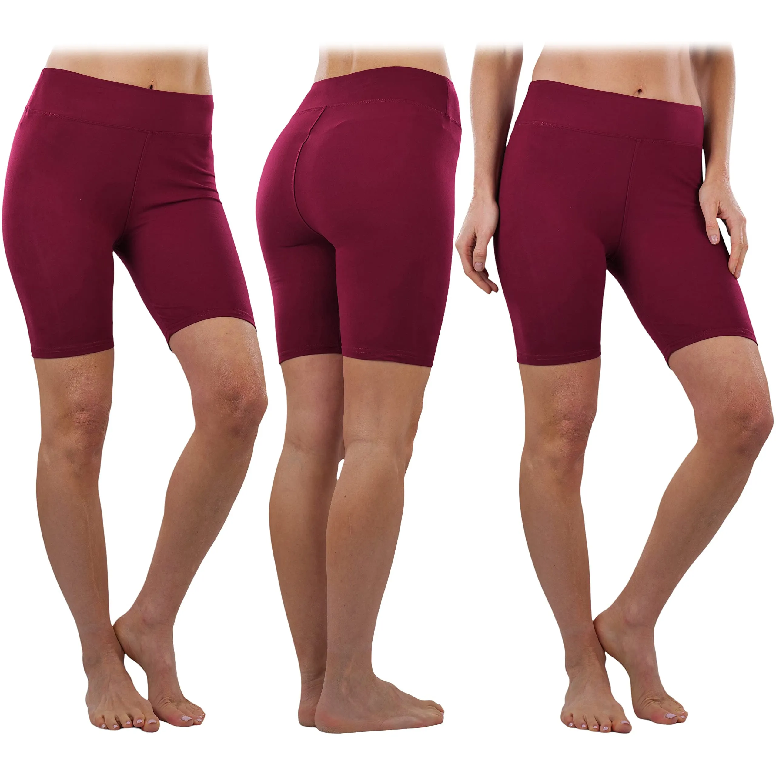 4-Pack: ToBeInStyle Women's Mid Thigh Length High Waisted Stretchy Microfiber Leggings