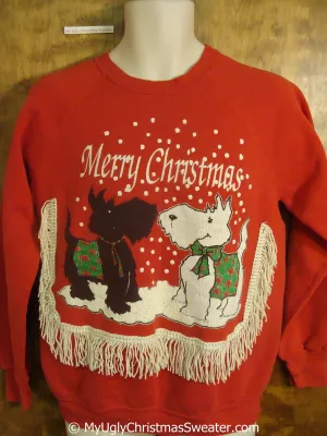 80s Kissing Dogs Tacky Christmas Sweatshirt