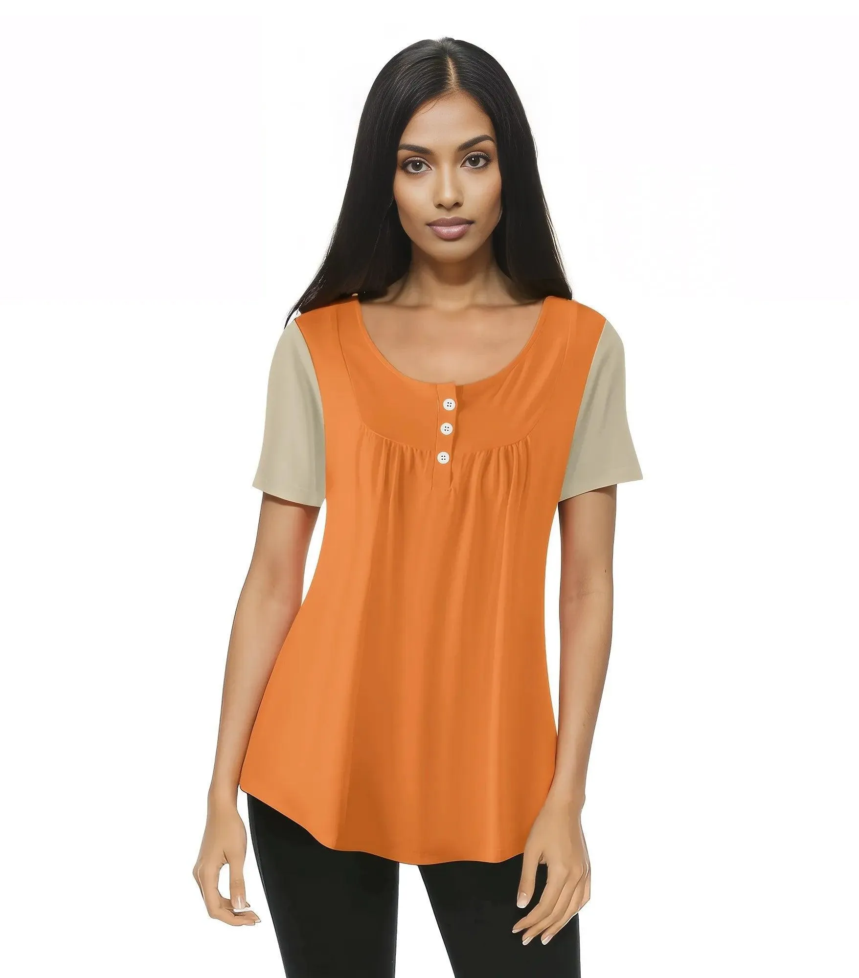Amai Color Block Scoop Neck Top