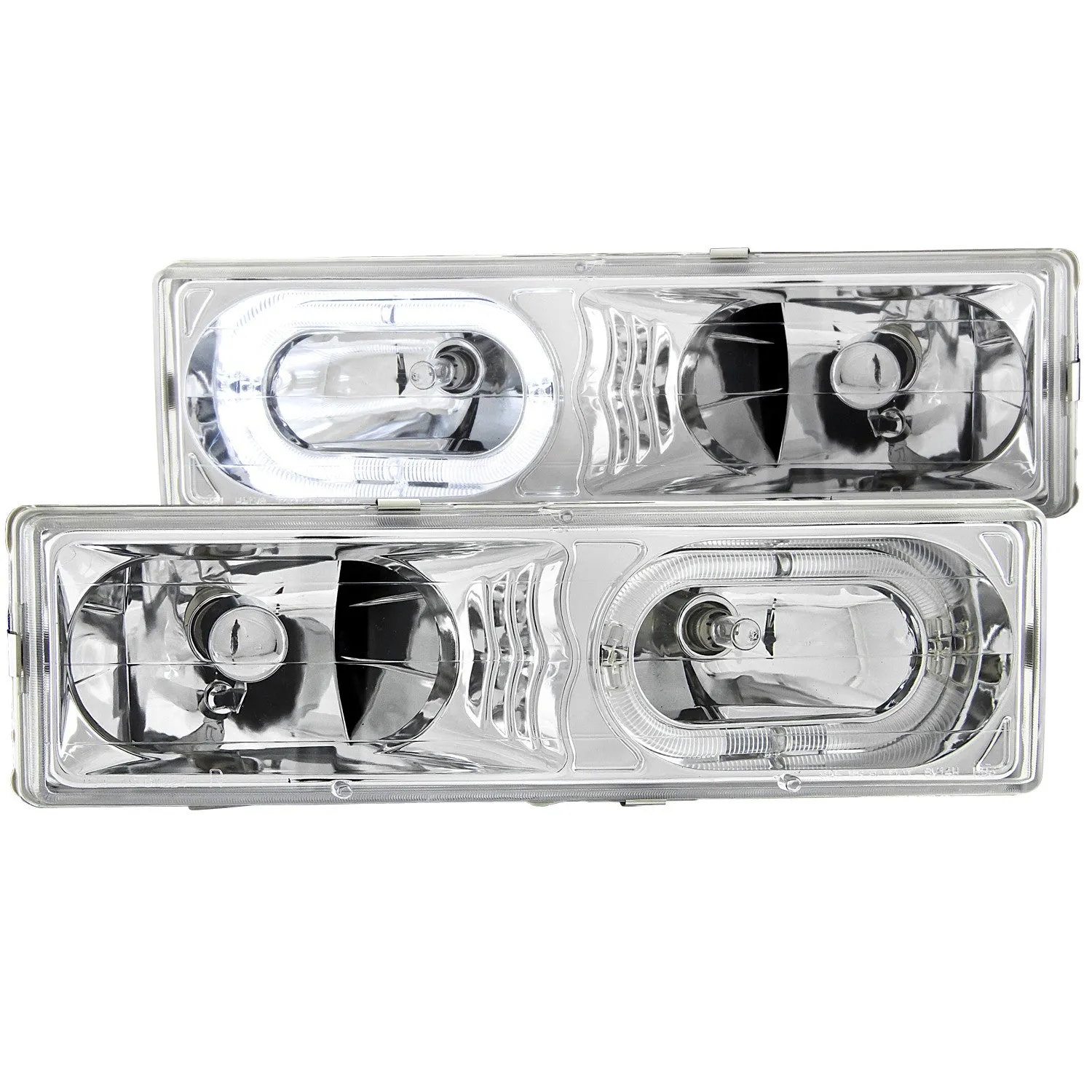 Anzo Crystal Headlights Chevy Blazer Full-Size (92-94) [w/ LED Halo] Carbon / Black / Chrome