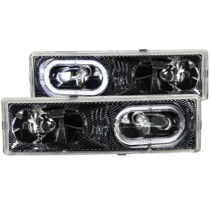 Anzo Crystal Headlights Chevy Blazer Full-Size (92-94) [w/ LED Halo] Carbon / Black / Chrome