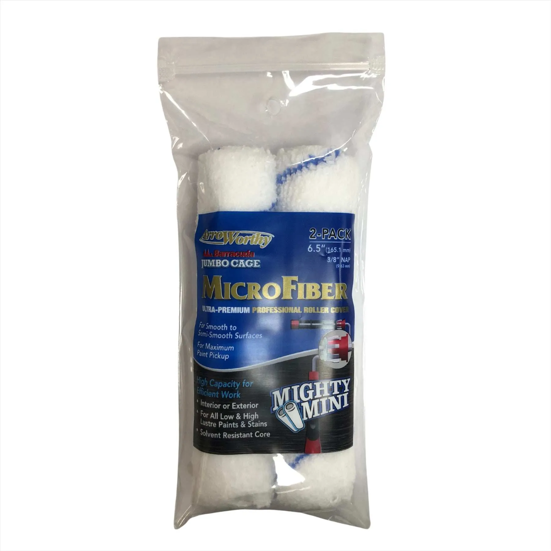 ARROWORTHY 6.5 X 3/8 INCH NAP JUMBO CAGE MICROFIBER TWIN PK