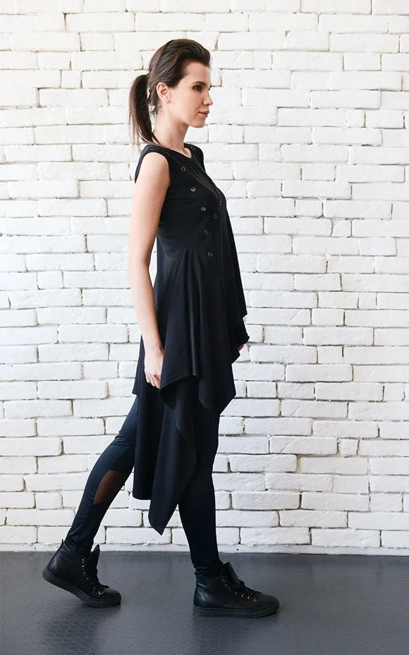 Asymmetric Black Long Tunic