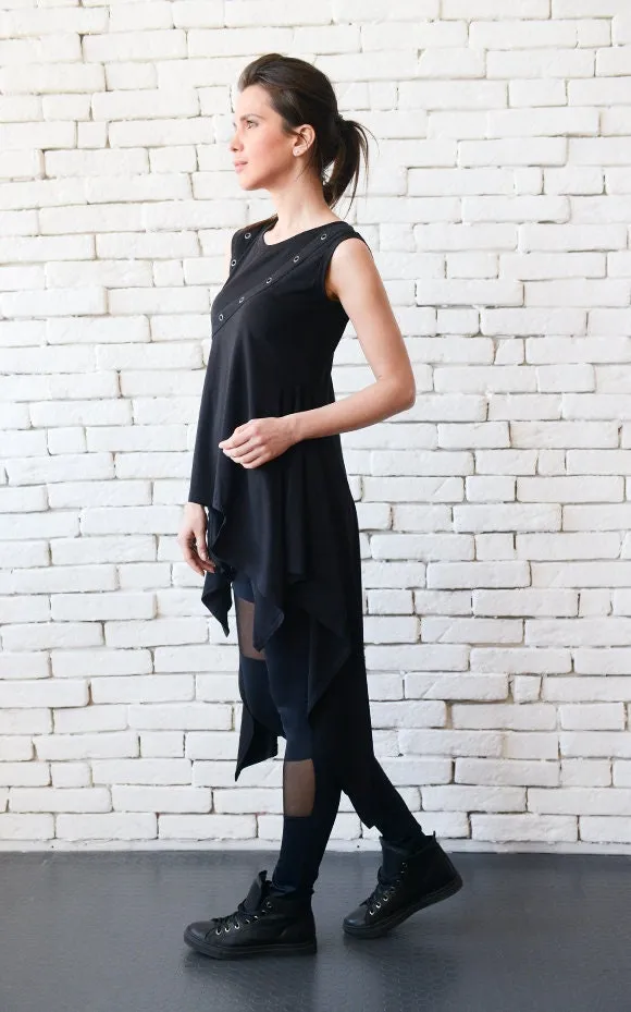 Asymmetric Black Long Tunic