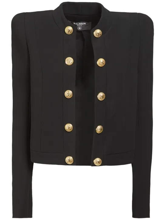 Balmain   Buttoned viscose crepe blazer 