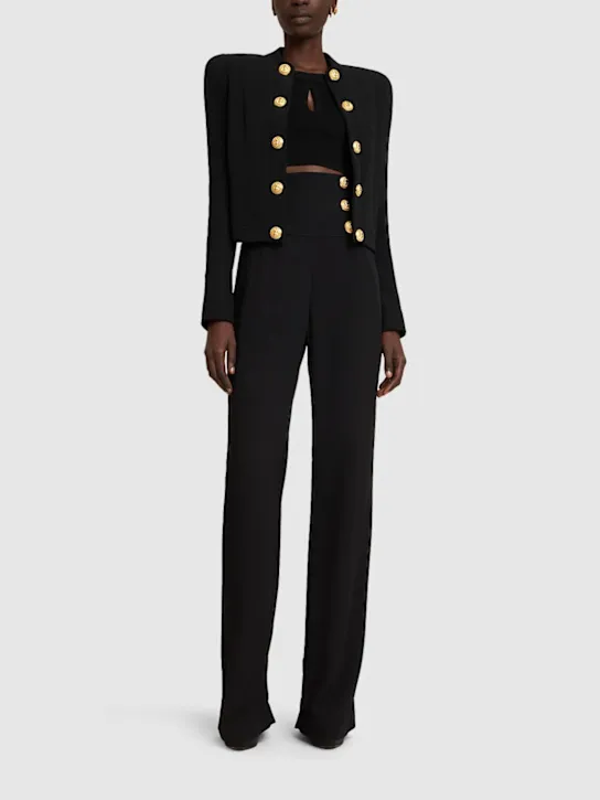 Balmain   Buttoned viscose crepe blazer 