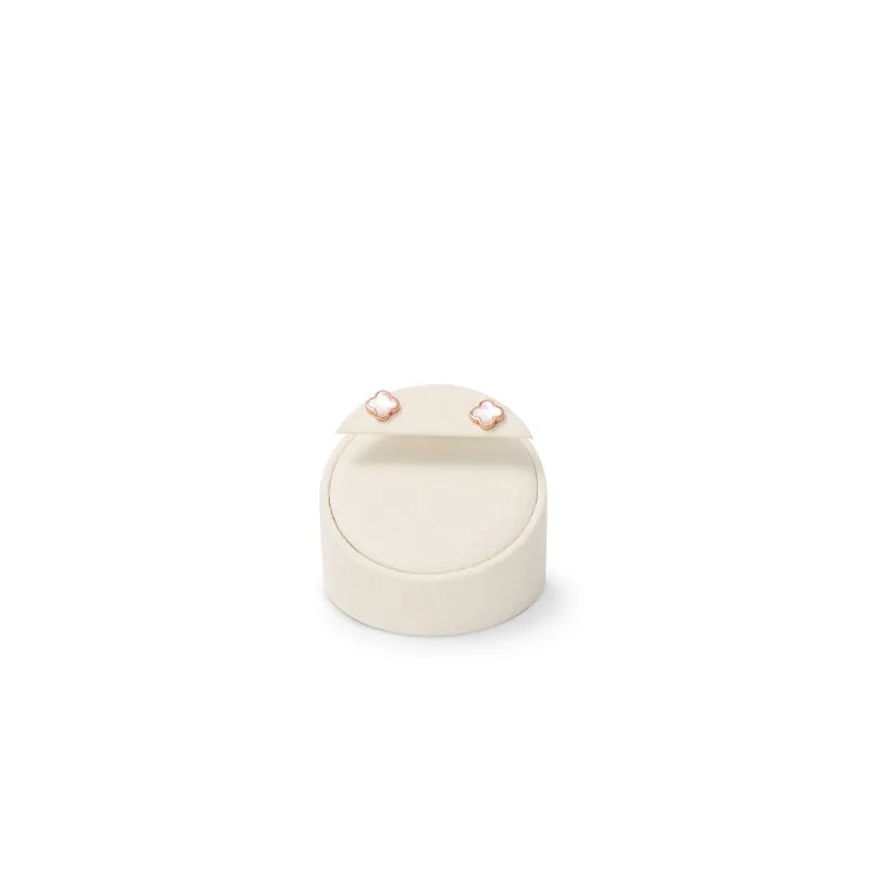 Beige Microfiber Ring Earrings Jewelry Display Set TT155