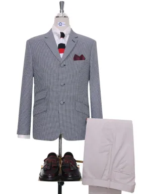 Black And White Small Houndstooth Blazer Jacket