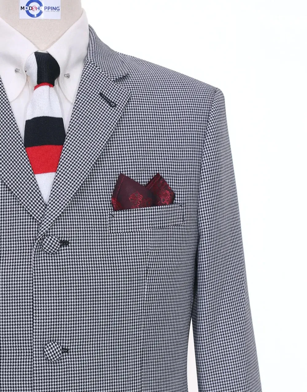 Black And White Small Houndstooth Blazer Jacket