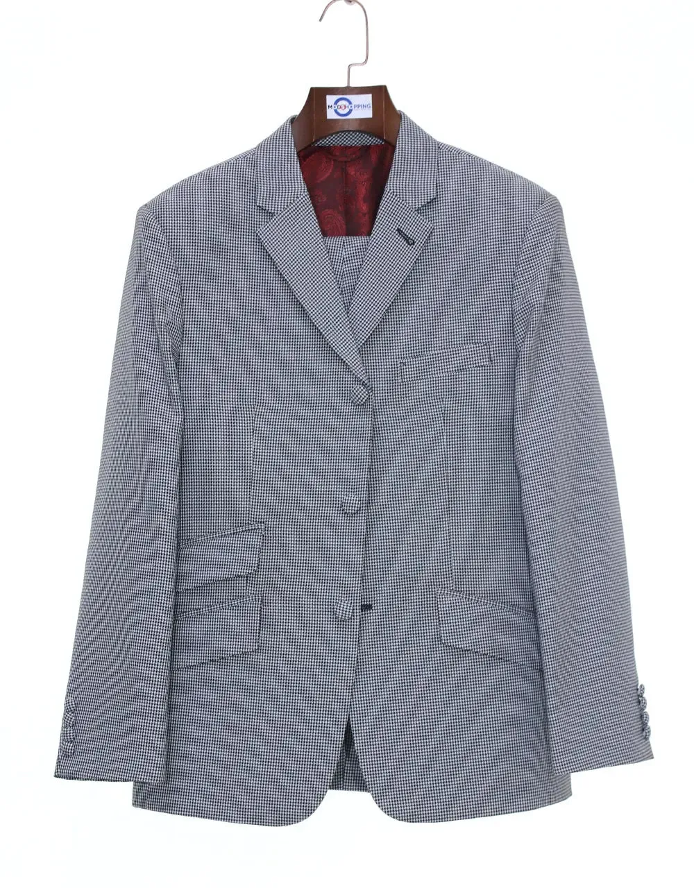 Black And White Small Houndstooth Blazer Jacket
