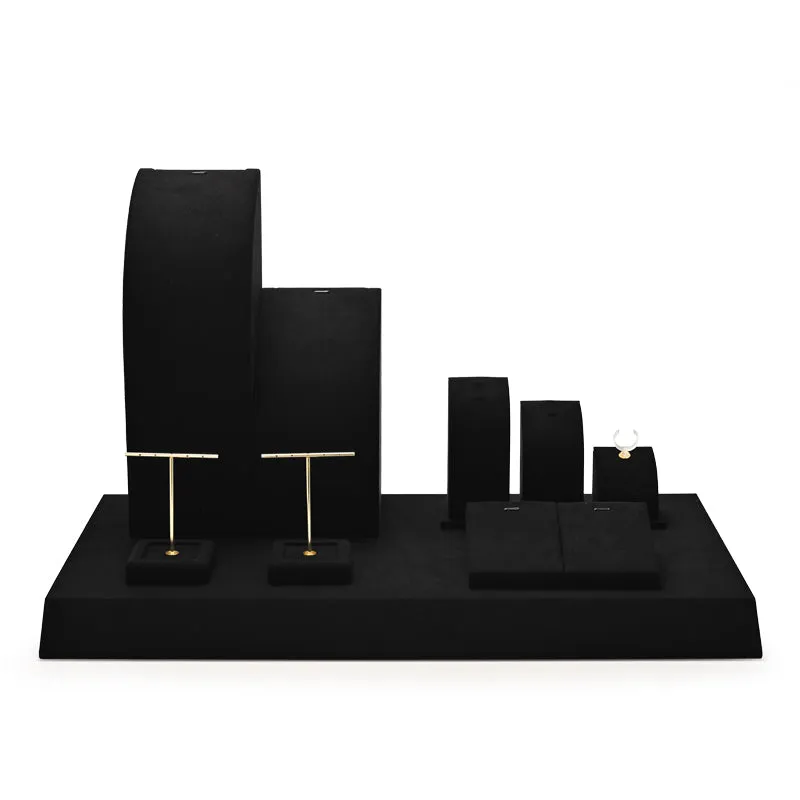 Black Luxury Metal Microfiber Jewelry Display Set TT052