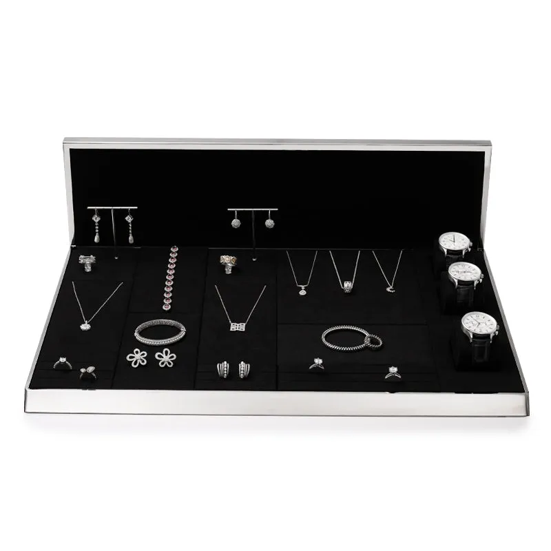 Black Microfiber Beveled Jewelry Display Set TT15001