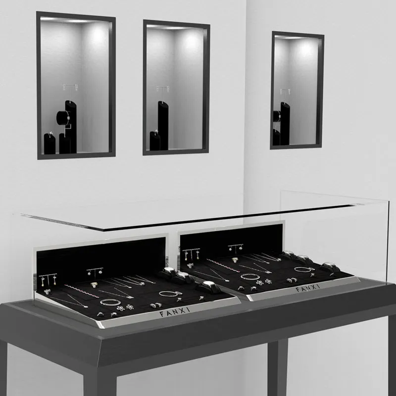 Black Microfiber Beveled Jewelry Display Set TT15001