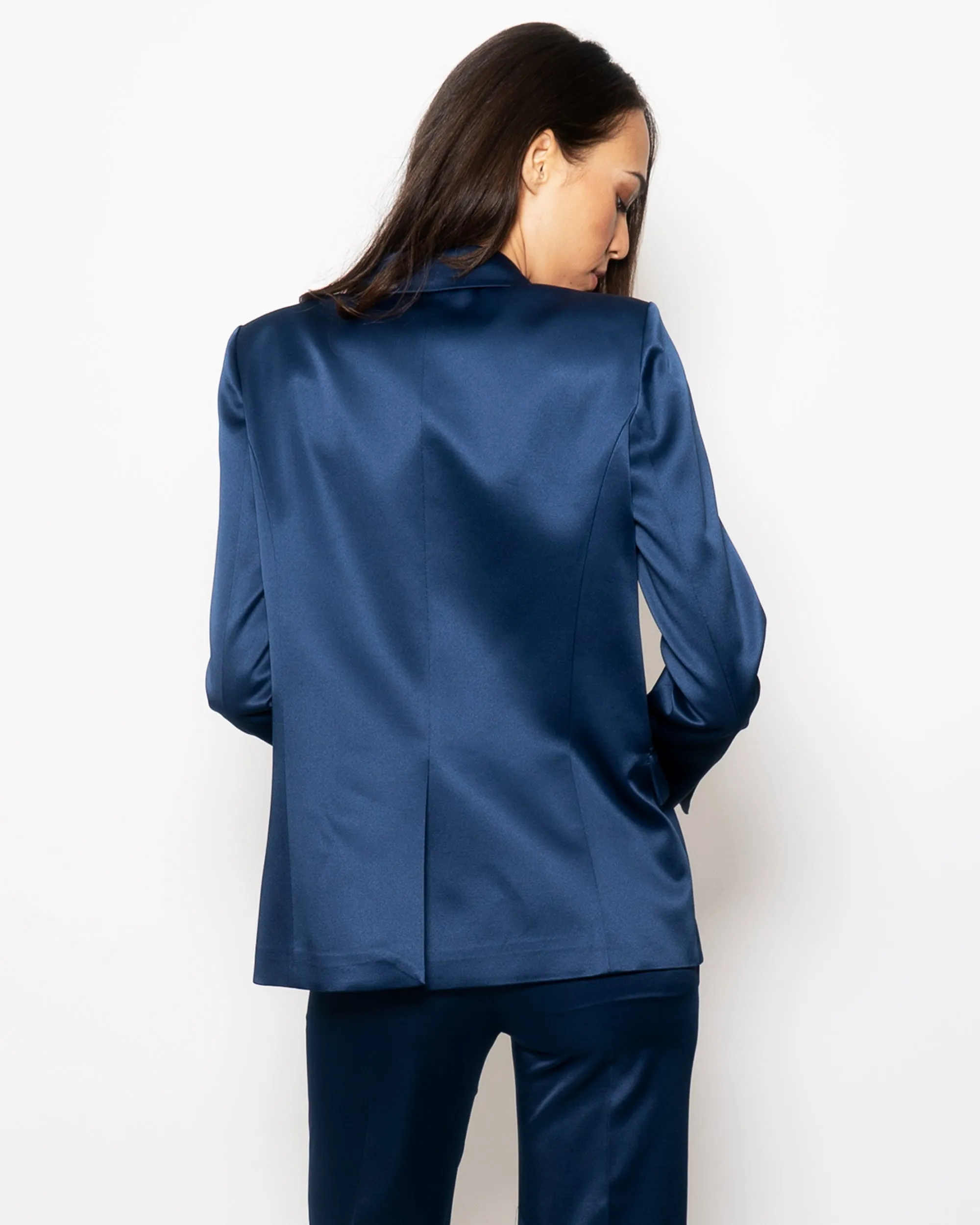Blazer Doppio Petto in Raso Blu