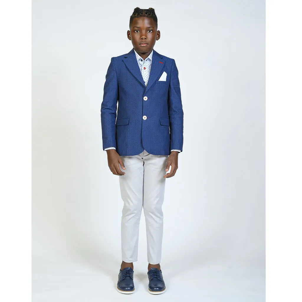 Blue Embroidered Blazer
