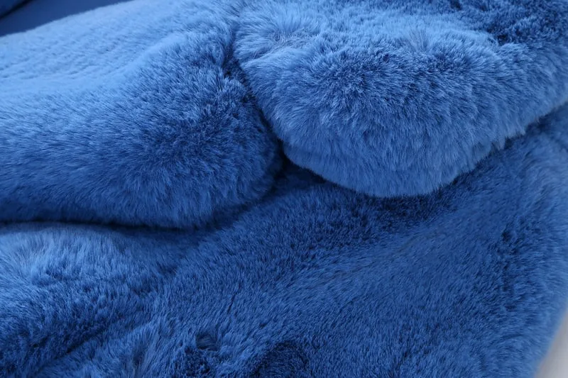Blue For You Faux Fur Short Waist Jacket