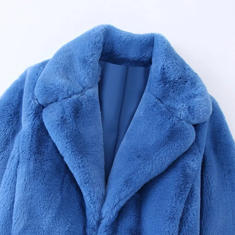 Blue For You Faux Fur Short Waist Jacket