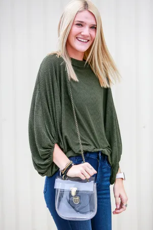 BOAT NECK BALLOON SLEEVES KNIT TOP