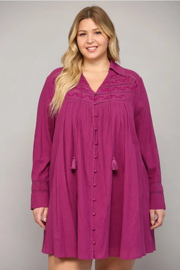 Brittany Button Front Tunic Dress - Plus Size