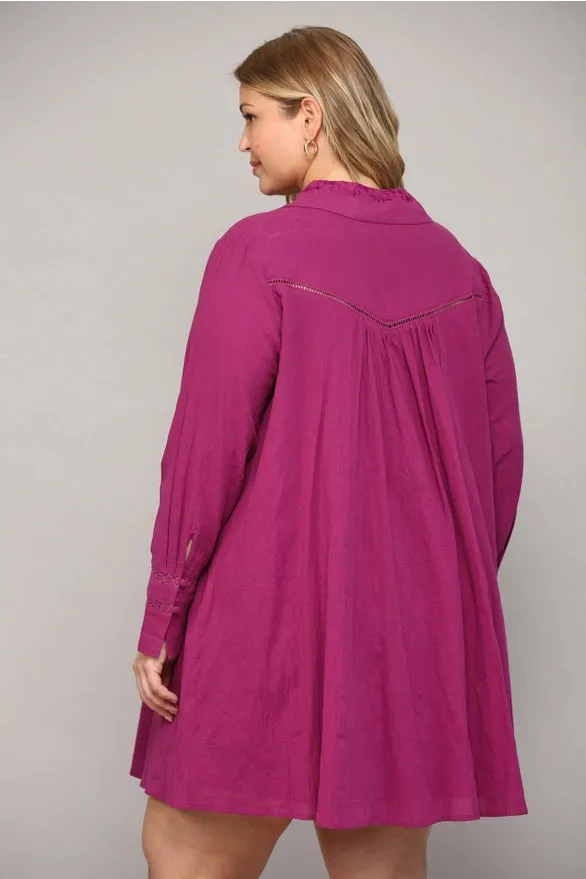 Brittany Button Front Tunic Dress - Plus Size