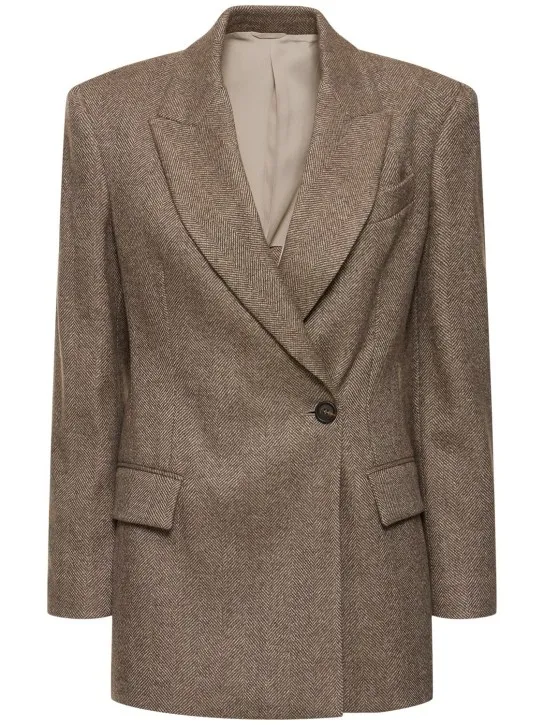 Brunello Cucinelli   Brushed wool blend herringbone blazer 