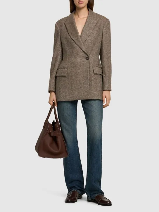 Brunello Cucinelli   Brushed wool blend herringbone blazer 