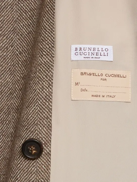 Brunello Cucinelli   Brushed wool blend herringbone blazer 