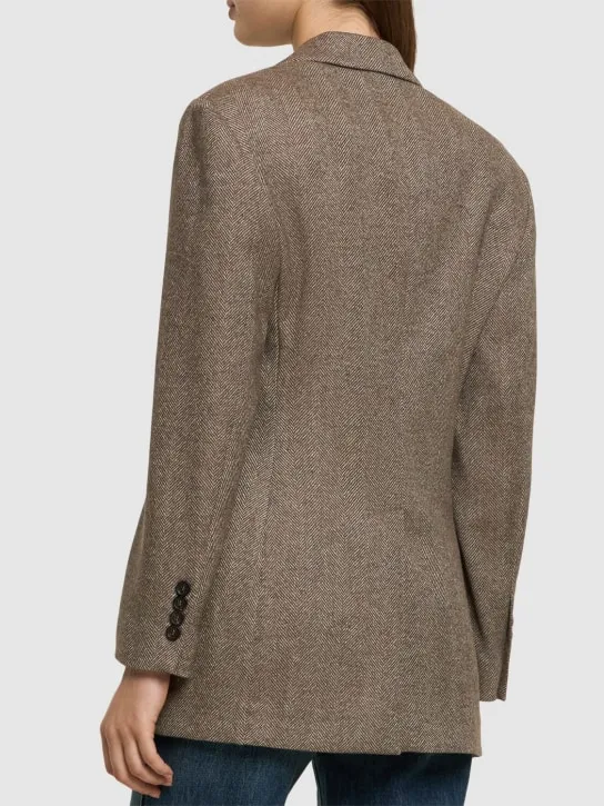 Brunello Cucinelli   Brushed wool blend herringbone blazer 