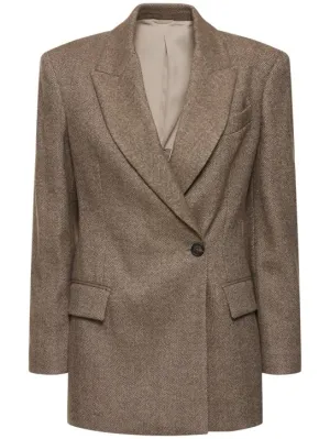 Brunello Cucinelli   Brushed wool blend herringbone blazer 