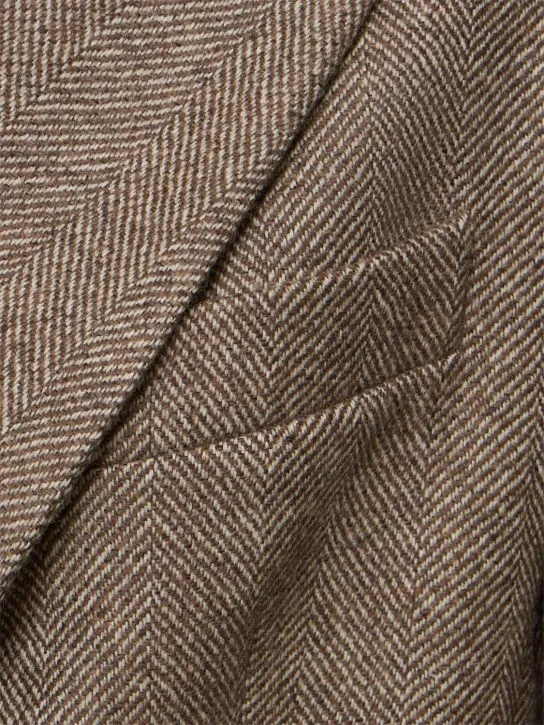 Brunello Cucinelli   Brushed wool blend herringbone blazer 