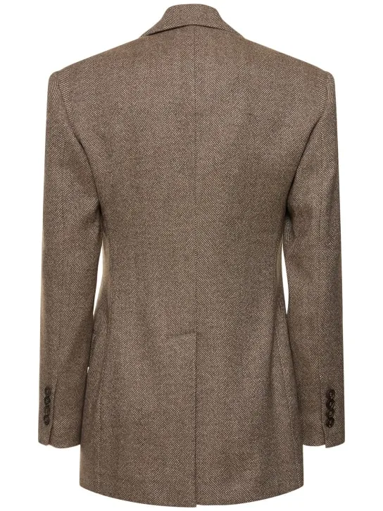 Brunello Cucinelli   Brushed wool blend herringbone blazer 
