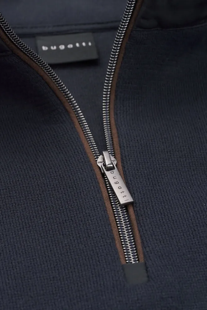 Bugatti Half-Zip High Collar Sweatshirt - Navy