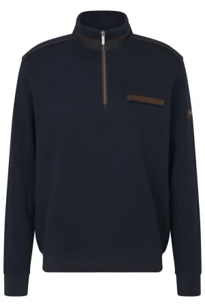 Bugatti Half-Zip High Collar Sweatshirt - Navy