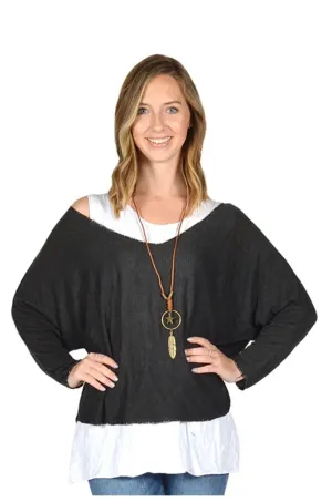 CATHERINELILLY ITG19005BK 2 pc tunic with white tank