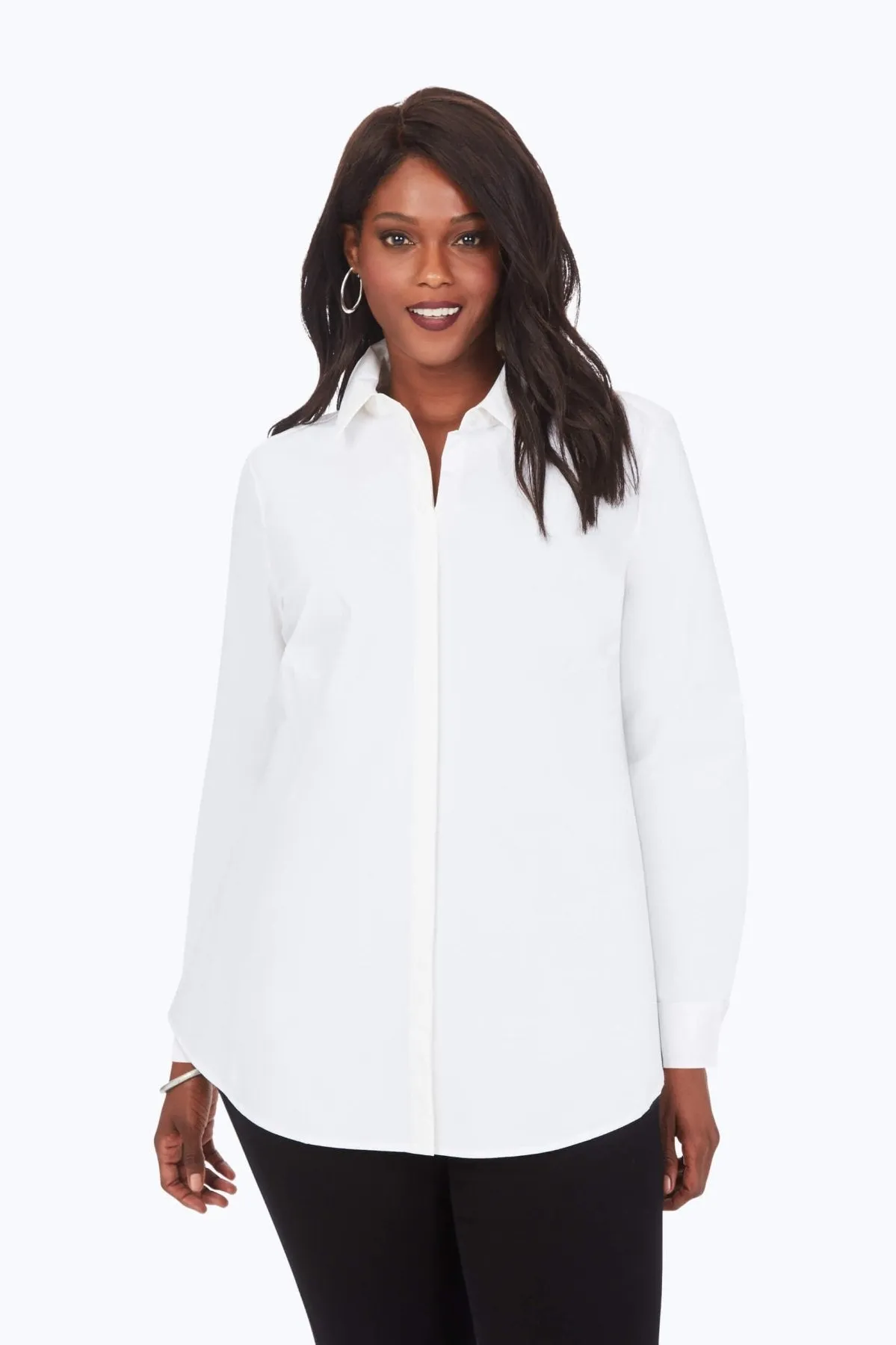 Cici Plus Stretch No Iron Long Sleeve Tunic
